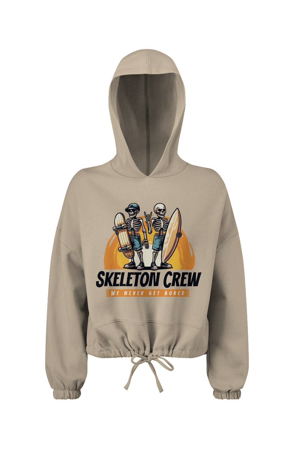 Ladies' Cropped Oversize Hooded Sweatshirt