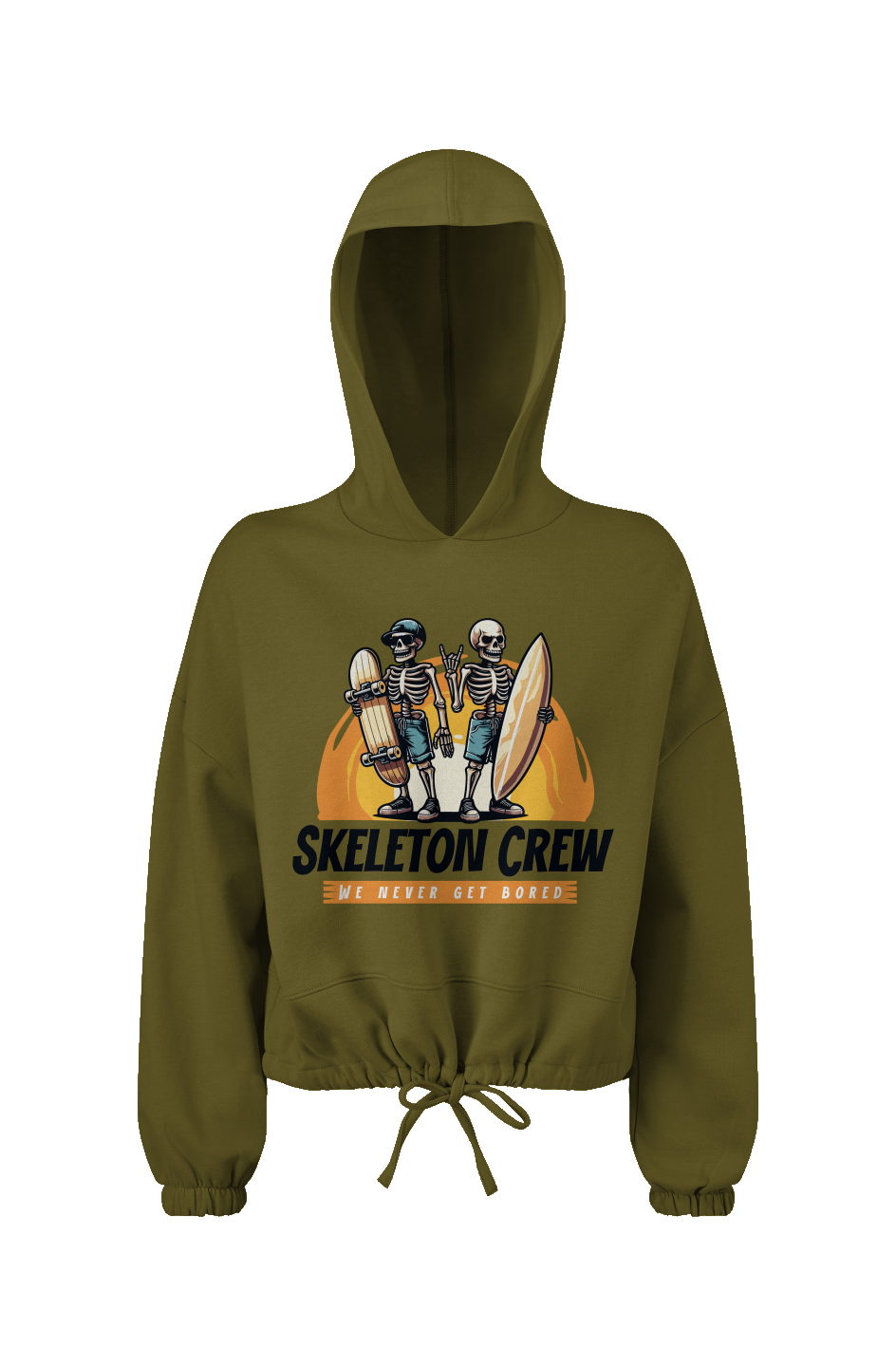 Ladies' Cropped Oversize Hooded Sweatshirt